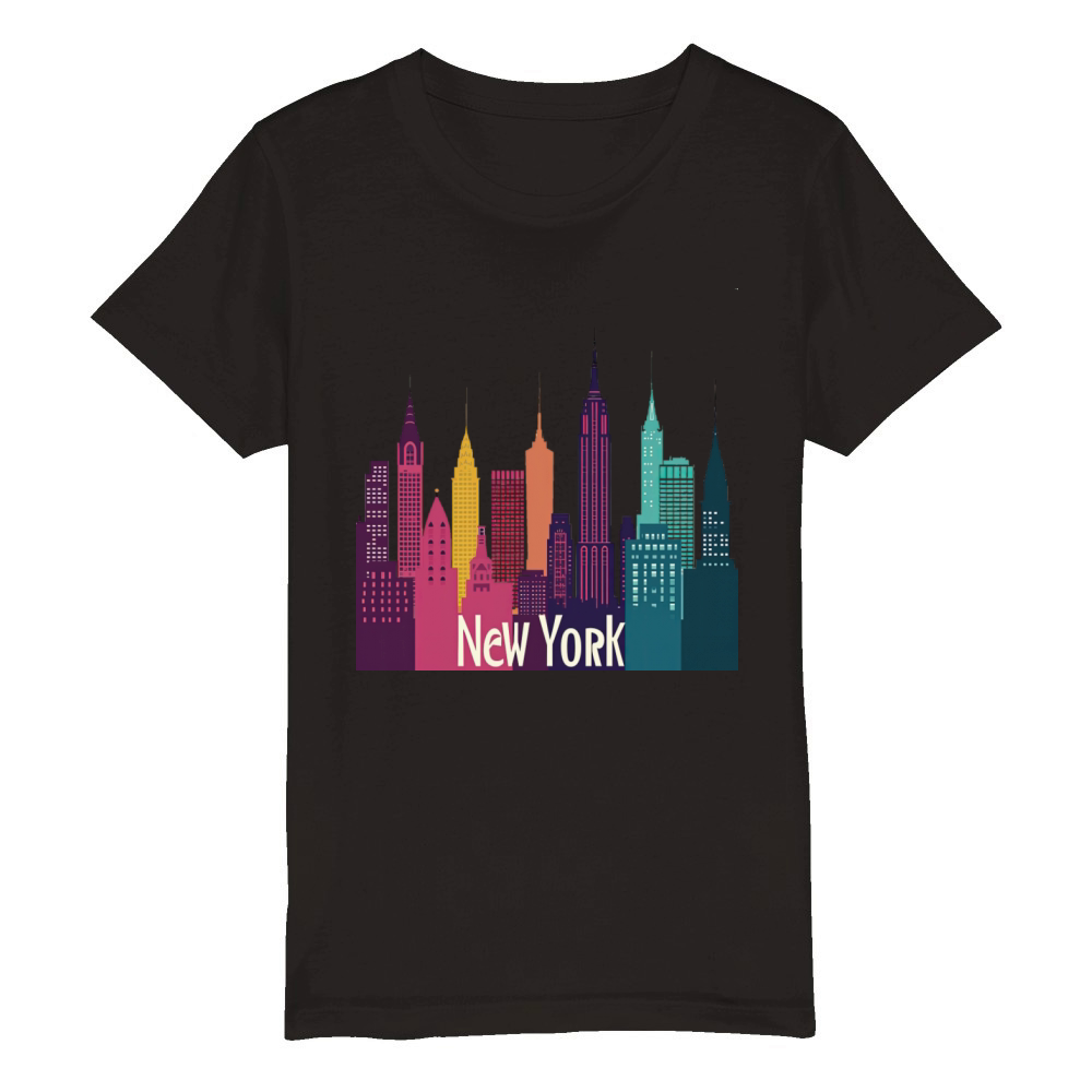 New York City Skyline Organic Kids Crewneck T-shirt