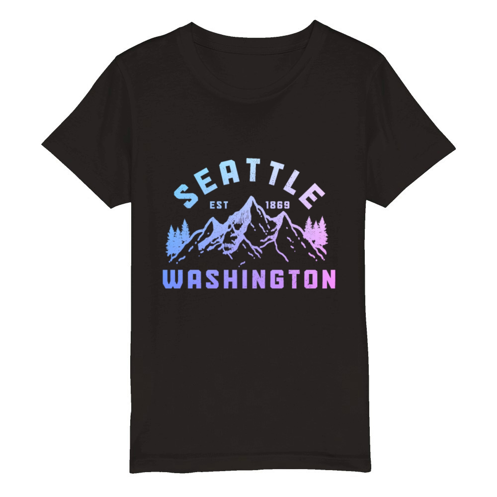 Seattle Washington Souvenir Gift Organic Kids Crewneck T-shirt