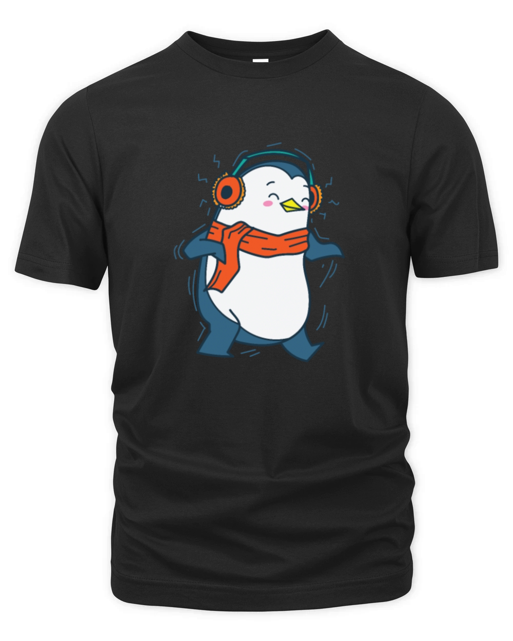 Penguin listening to Music with Headphones Antarct Organic Unisex T-shirt