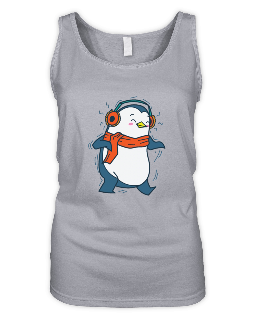 Penguin listening to Music with Headphones Antarct Organic Women's Tank Top