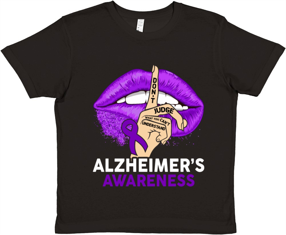 Understand Alzheimers Purple Ribbon Premium Kids Crewneck T-shirt