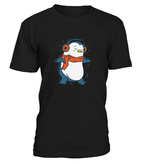 Penguin listening to Music with Headphones Antarct T-Shirt Unisex