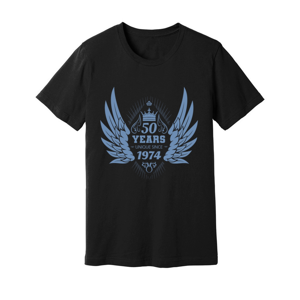 50th birthday vintage 1974 angel wings Unisex Jersey Tee