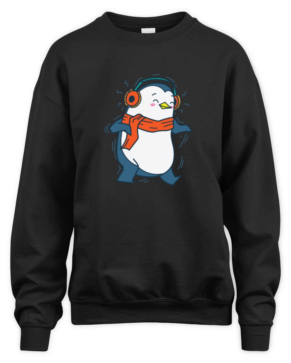 Penguin listening to Music with Headphones Antarct Unisex Premium Crewneck Sweatshirt