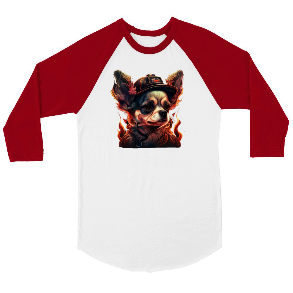 Chihuahua - Firefighter Fireman Cool Dog Men Hat Unisex ¾ sleeve Raglan T-shirt
