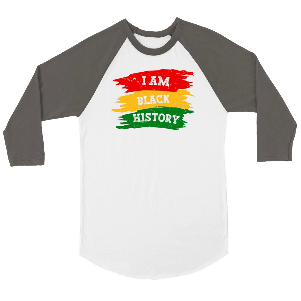 I Am Black History Month African American Flag Unisex ¾ sleeve Raglan T-shirt