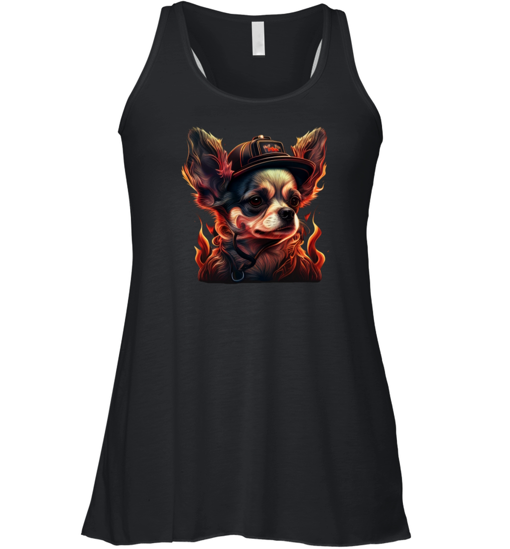 Chihuahua - Firefighter Fireman Cool Dog Men Hat Women's Flowy Tank Top