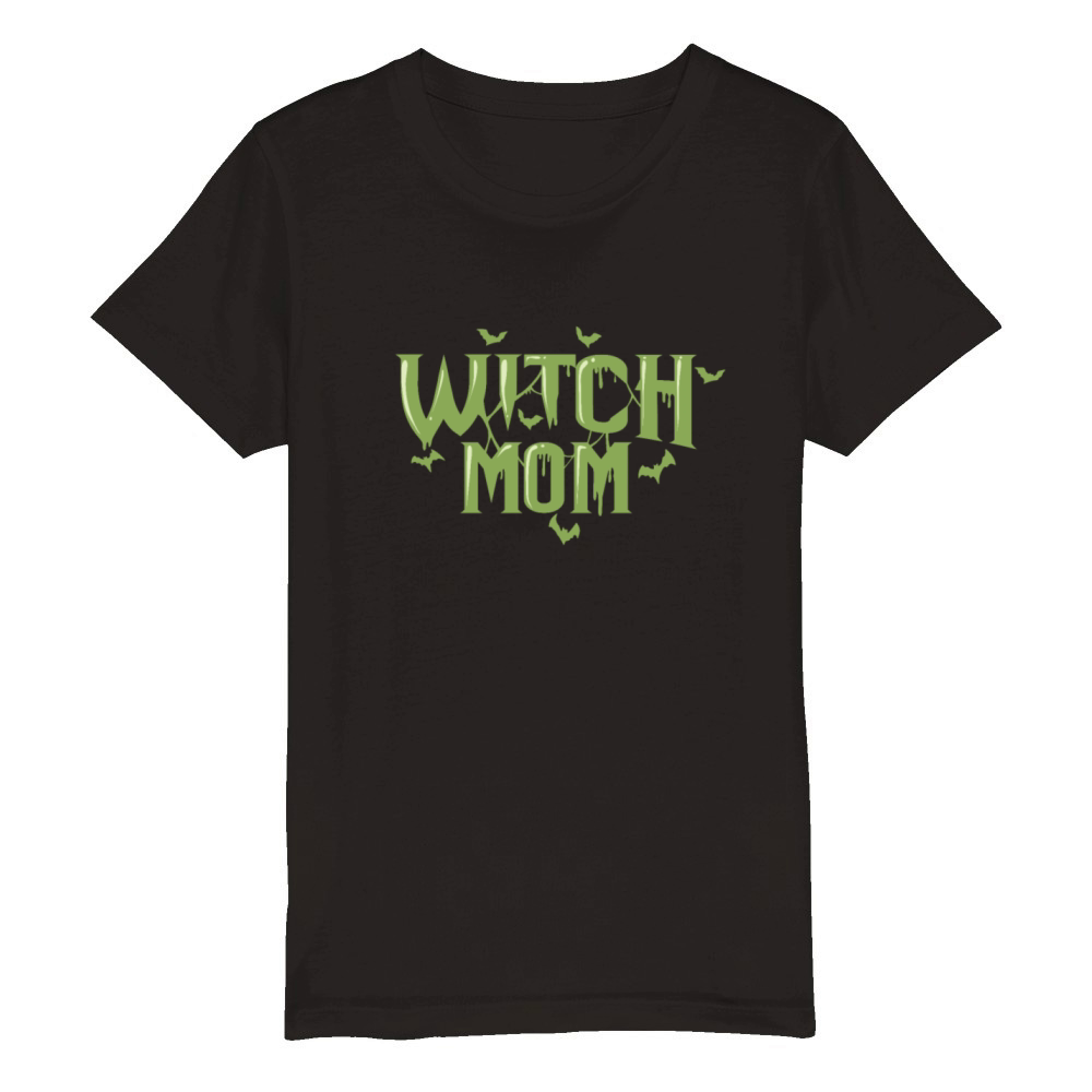 Witch Mom Halloween Holiday Custom USA Organic Kids Crewneck T-shirt