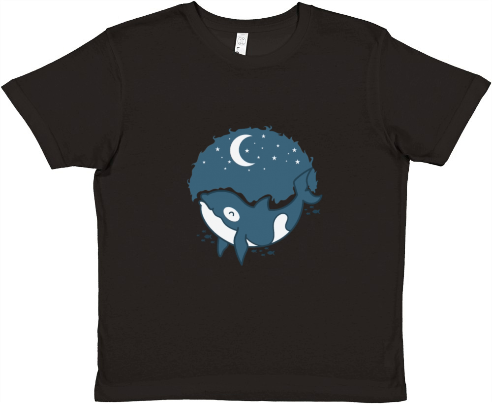 Whale with Moon with Stars Premium Kids Crewneck T-shirt
