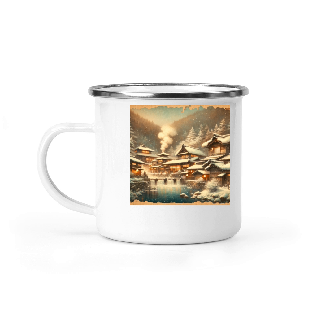Classic Scenery Papyrus Scroll Onsen Japanese Art Camping Mug