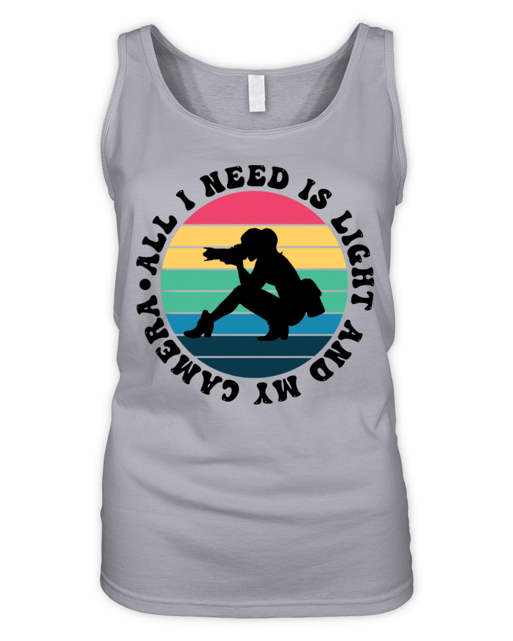 All I Need Is Light And My Camera Woman Silhouette Organic Women's Tank Top