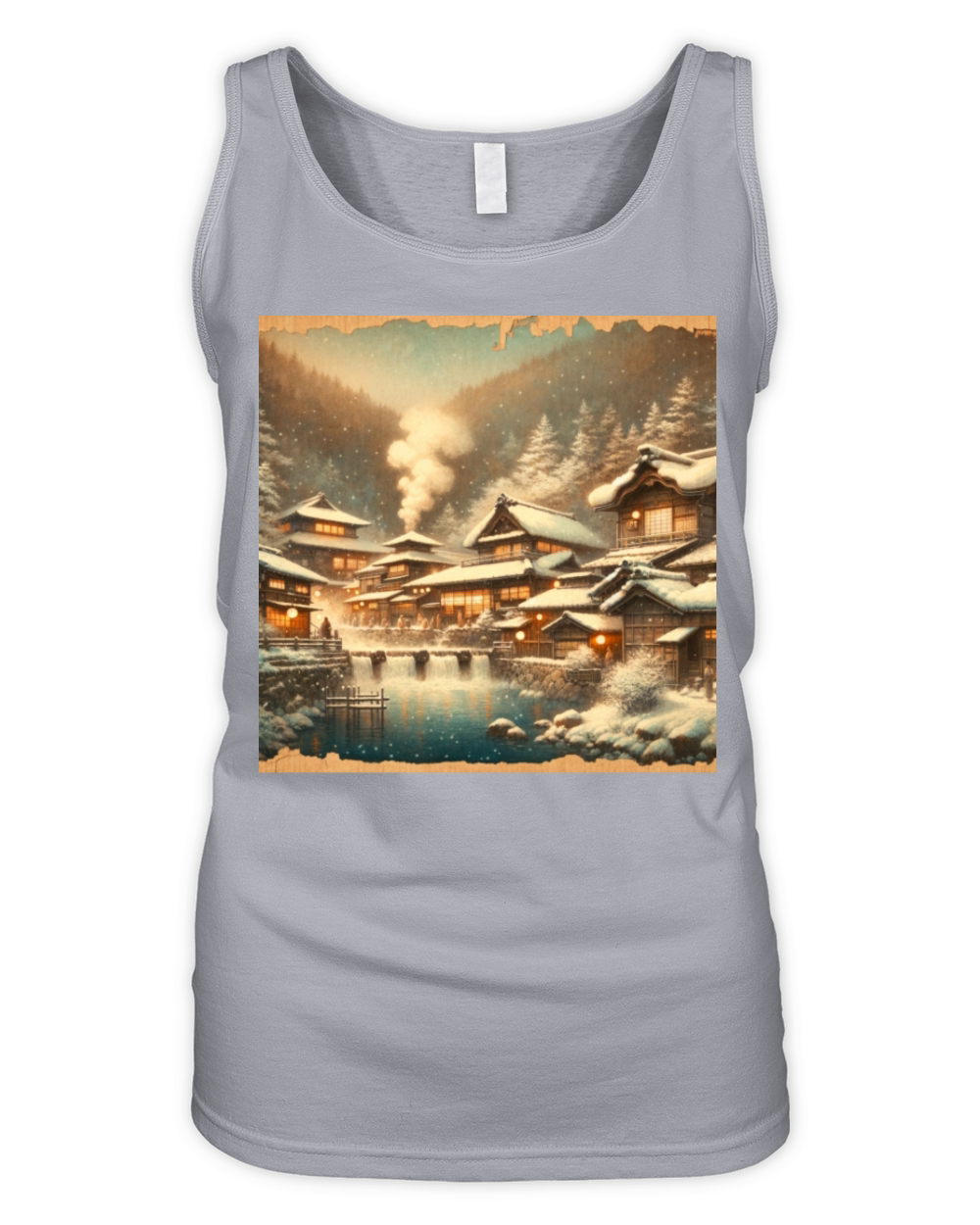 Classic Scenery Papyrus Scroll Onsen Japanese Art Organic Women's Tank Top