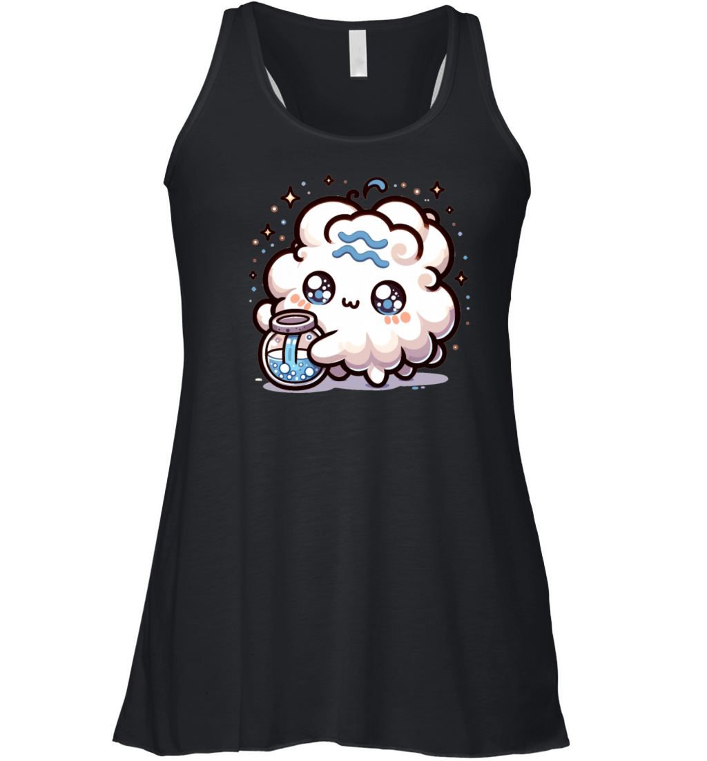 Aquarius Zodiac Kawaii Character Star Sign Women's Flowy Tank Top