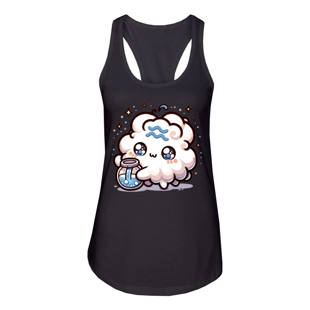 Aquarius Zodiac Kawaii Character Star Sign Women's Racerback Tank