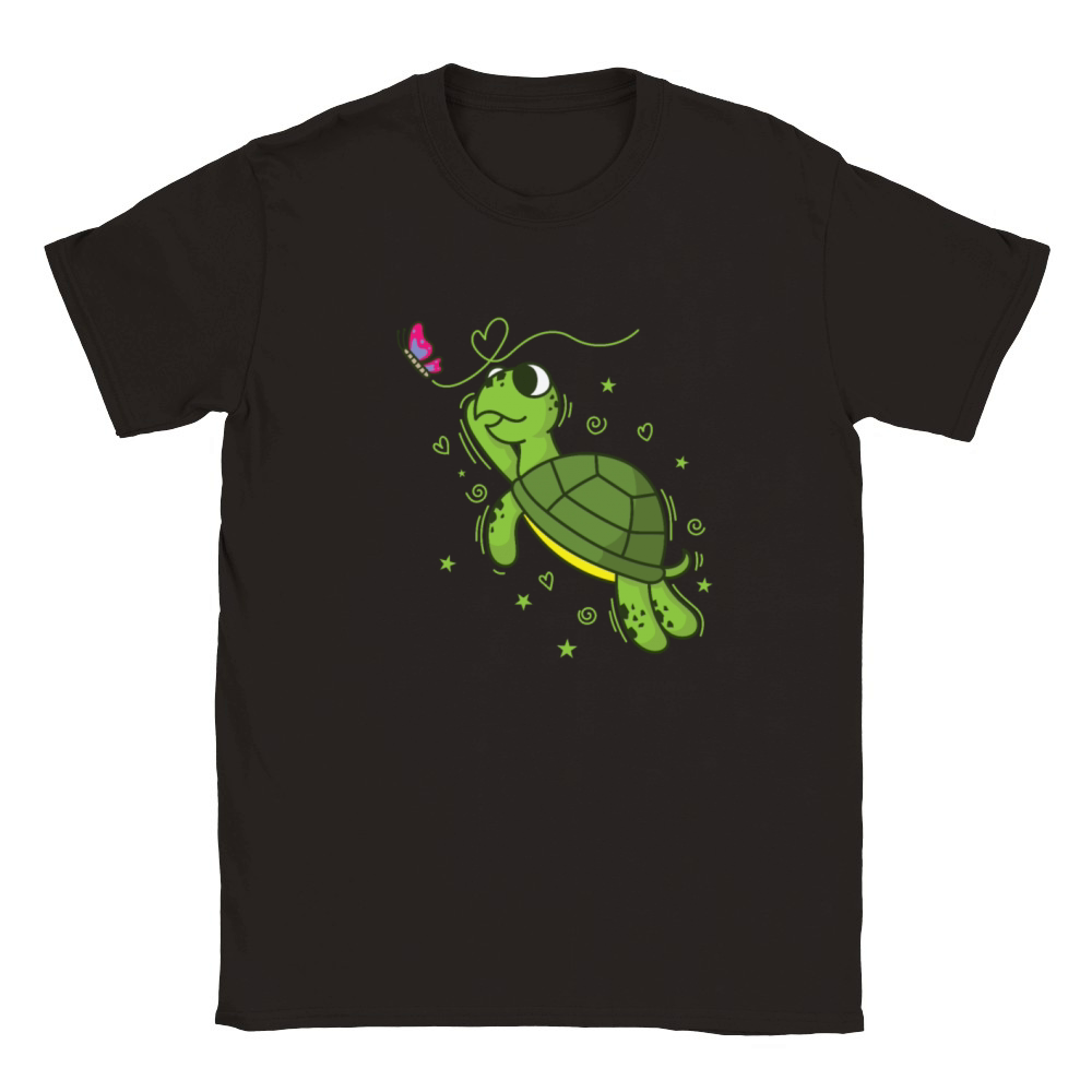Turtle with Butterfly Reptile Water Classic Kids Crewneck T-shirt