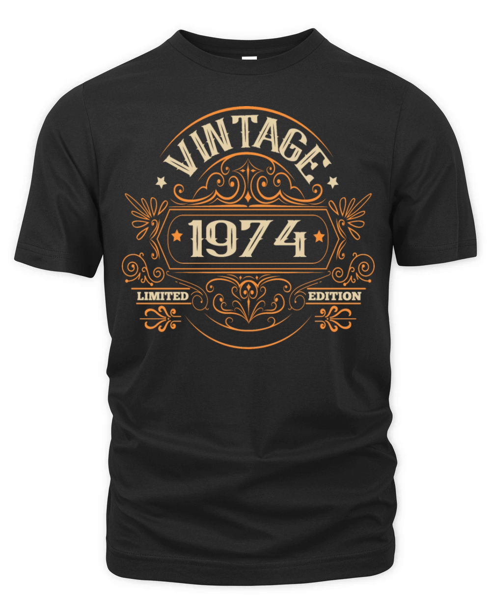 Vintage 1974 Birthday Royal with Ornaments Organic Unisex T-shirt