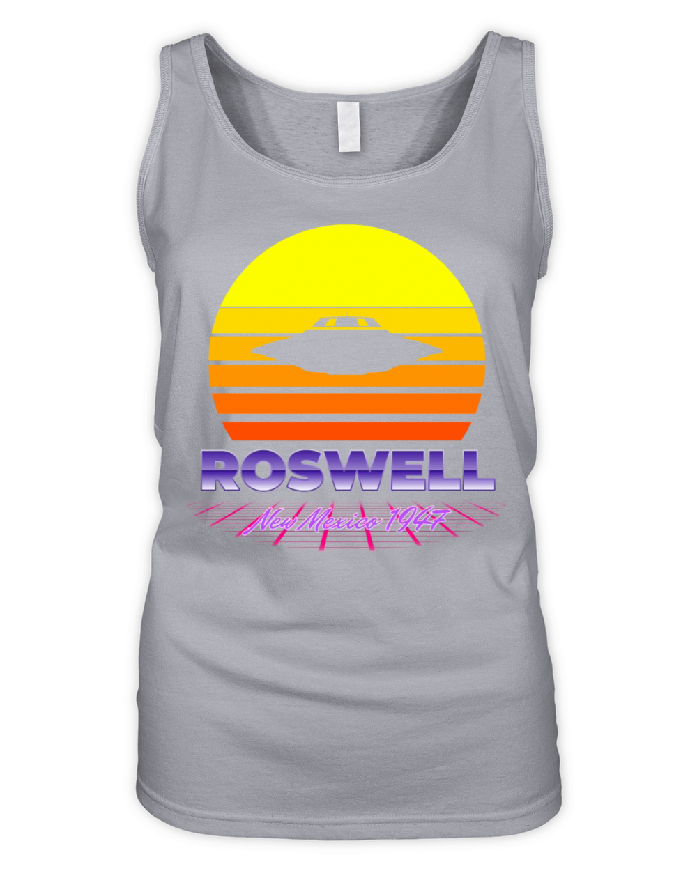 Roswell UFO Incident 1947 Retro Yellow Sunset Organic Women's Tank Top
