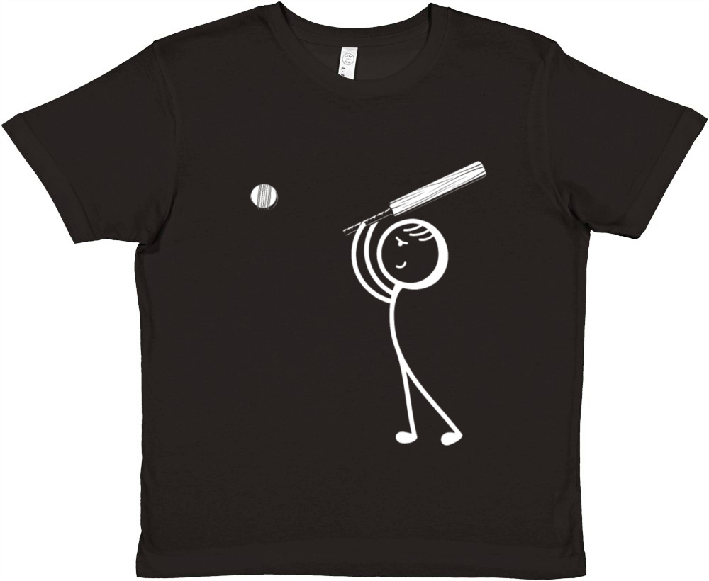 Cricketing Cricket Stick Figure Funny Cricket Play Premium Kids Crewneck T-shirt