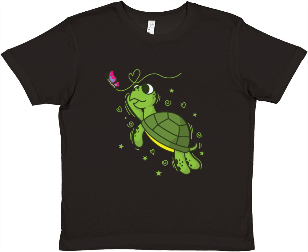 Turtle with Butterfly Reptile Water Premium Kids Crewneck T-shirt