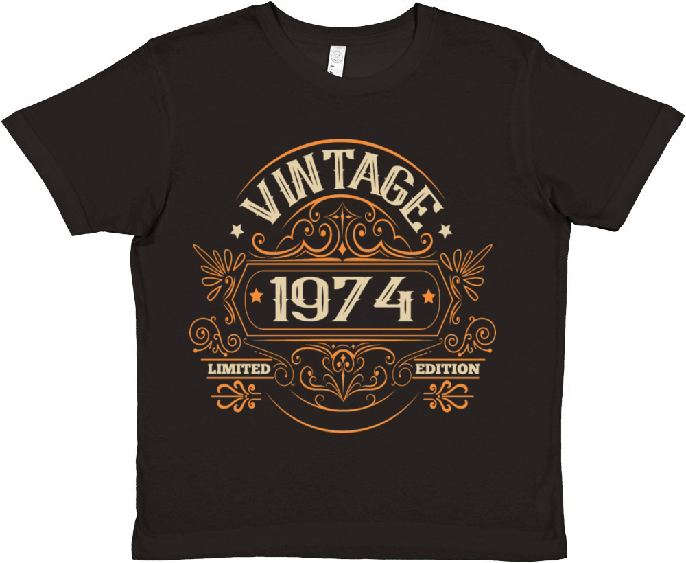 Vintage 1974 Birthday Royal with Ornaments Premium Kids Crewneck T-shirt