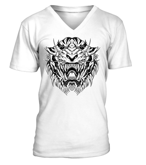 Dark Tiger Head V-Neck T-shirt