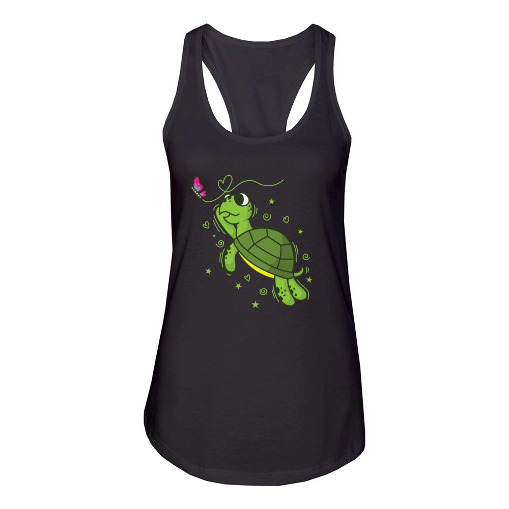 Turtle with Butterfly Reptile Water Women's Racerback Tank