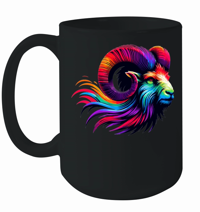 Aries Zodiac Sign Vibrant Rainbow Design Ceramic Mug
