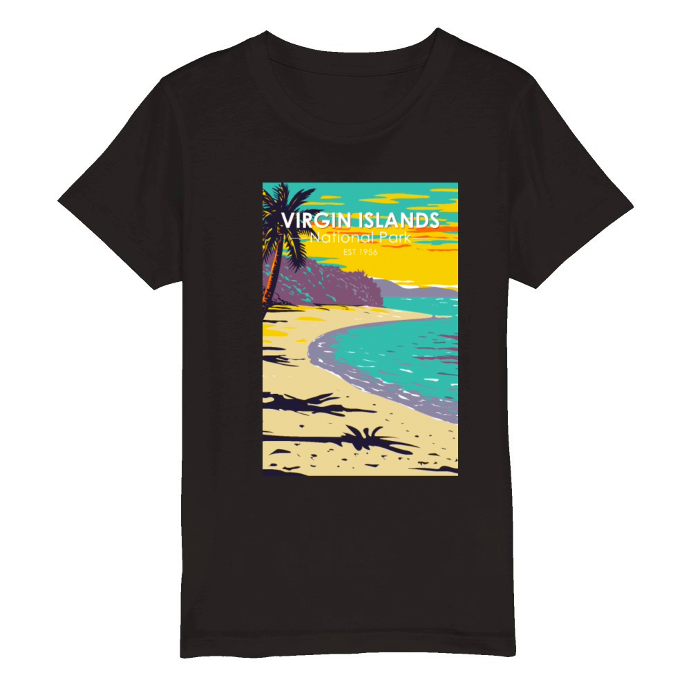 Virgin Islands National Park Trunk Bay Beach Organic Kids Crewneck T-shirt