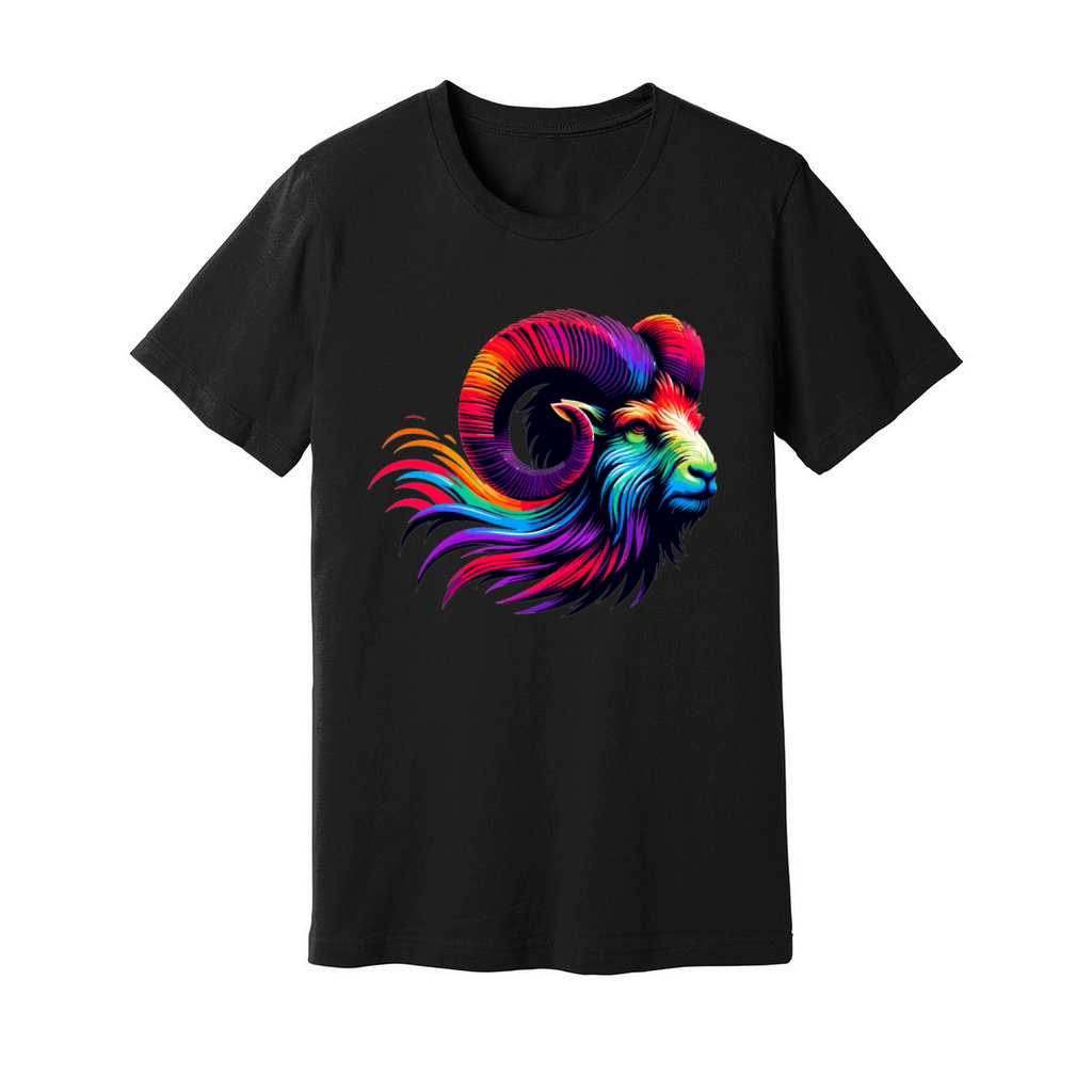 Aries Zodiac Sign Vibrant Rainbow Design Unisex Jersey Tee
