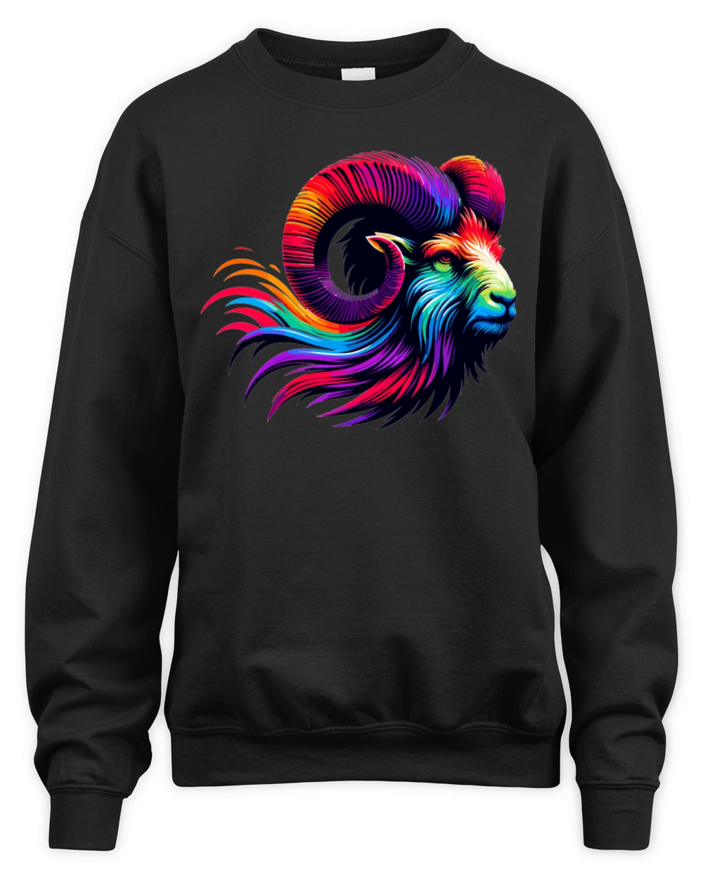 Aries Zodiac Sign Vibrant Rainbow Design Unisex Premium Crewneck Sweatshirt