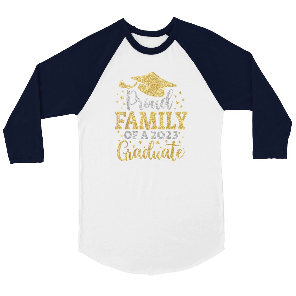 Proud Family Of a 2023 Graduate T-shirt Unisex ¾ sleeve Raglan T-shirt