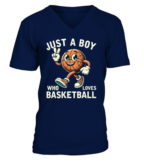 Just a Boy Who Loves Basketball Boys Men V-Neck T-shirt