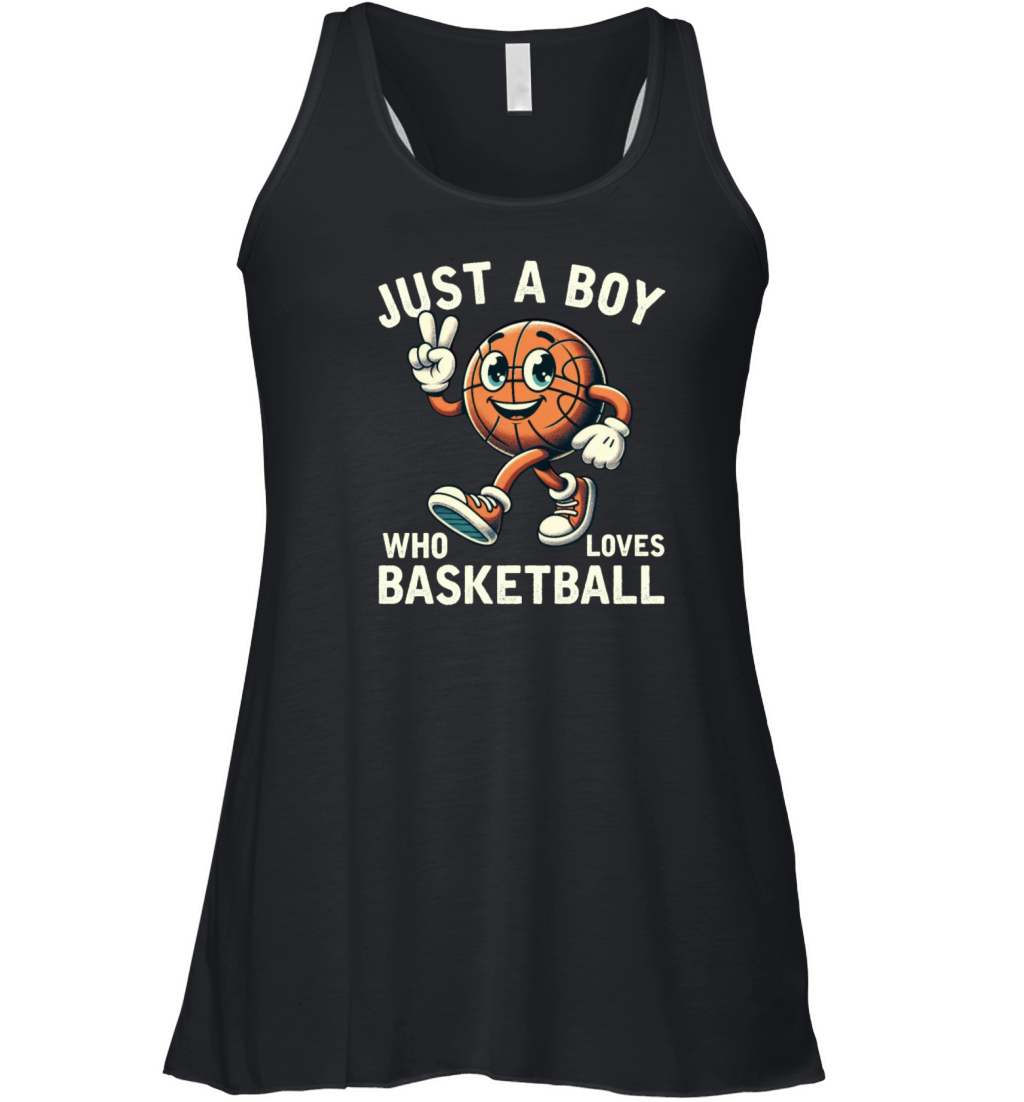 Just a Boy Who Loves Basketball Boys Men Women's Flowy Tank Top