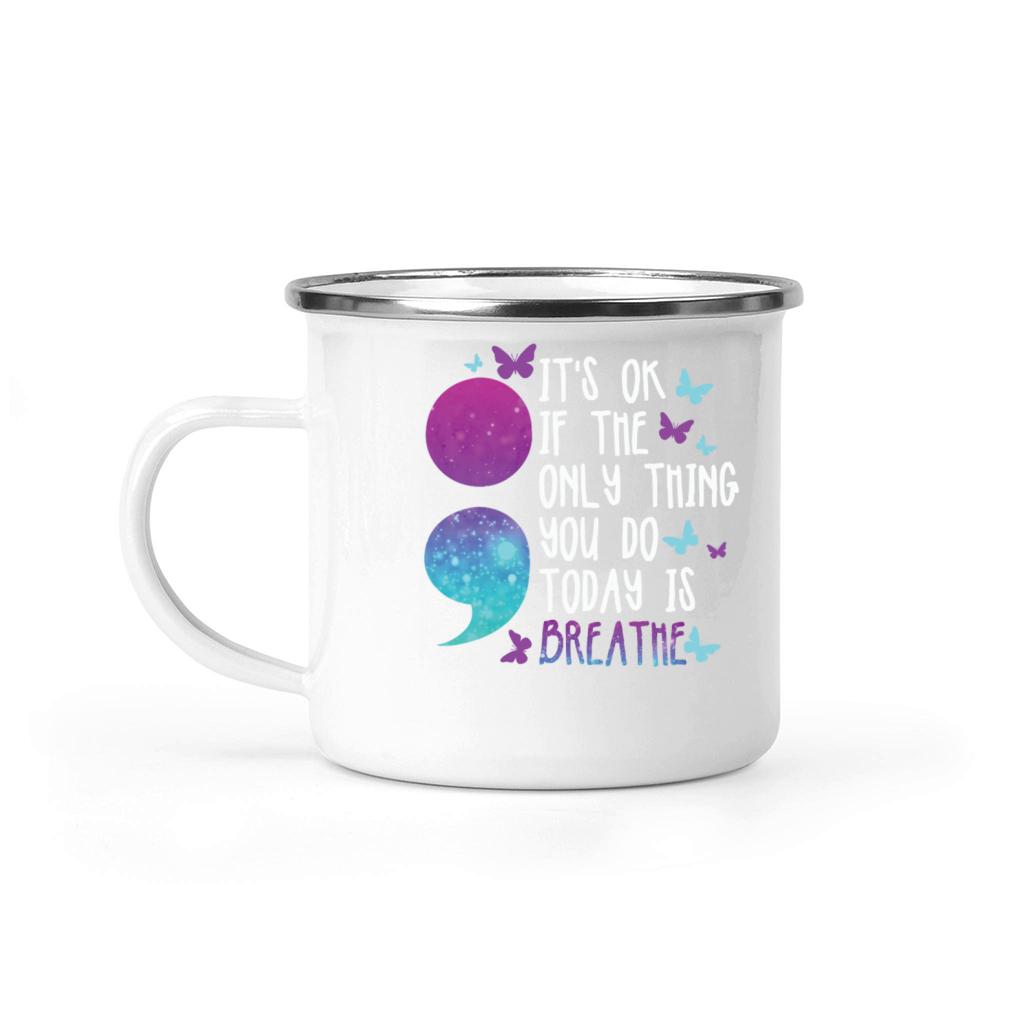 Mental Health Warrior Purple and Teal Camping Mug