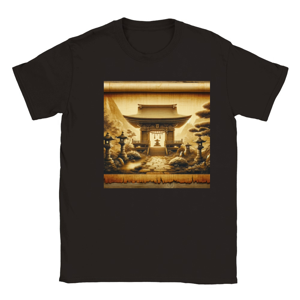 Classic Temple Shrine Scenery Papyrus Scroll Classic Kids Crewneck T-shirt