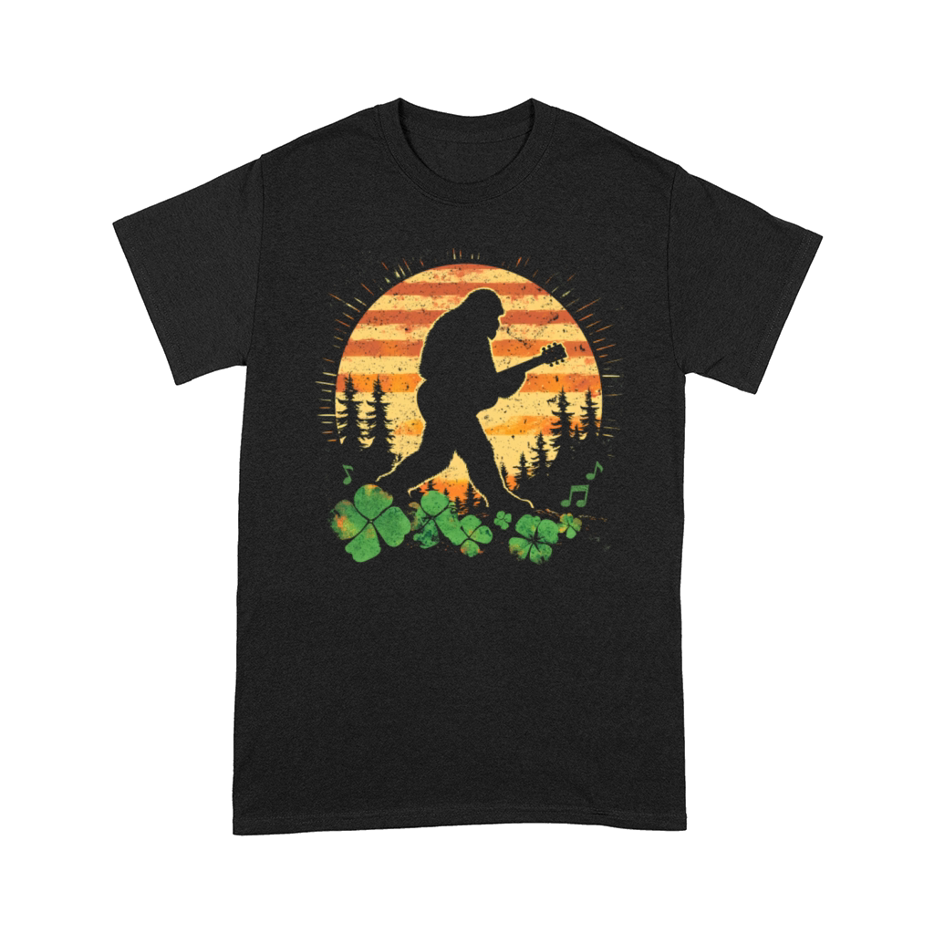 Patricks Day Shamrock Sasquatch Guitar Vintage Comfort T-shirt