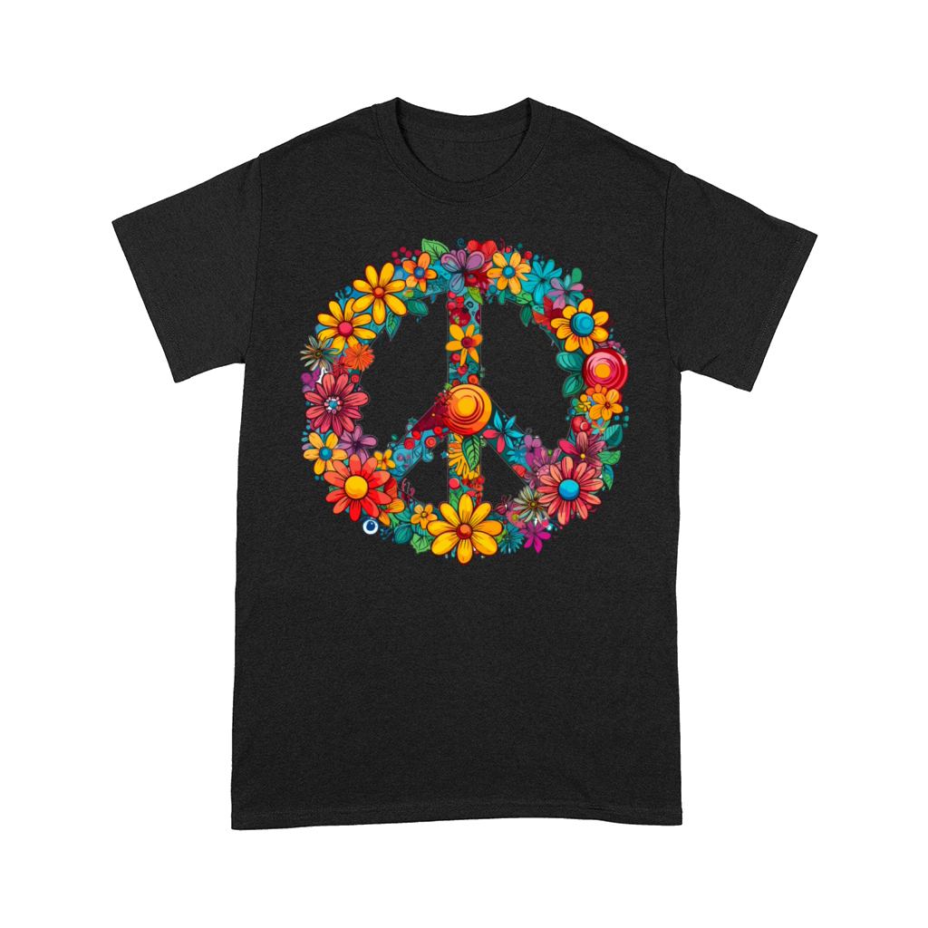 Peace Sign Floral Hippie Flower Festival for Comfort T-shirt