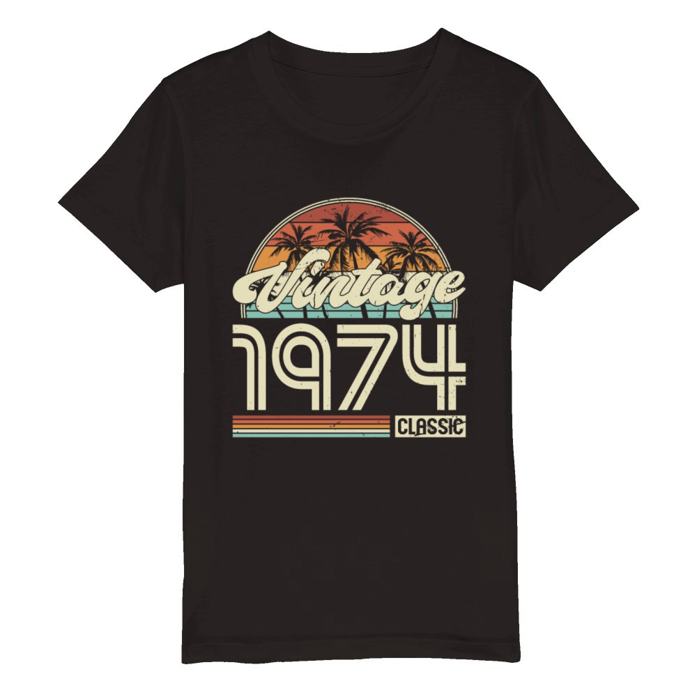 50th birthday vintage 1974 classic 1974 Organic Kids Crewneck T-shirt