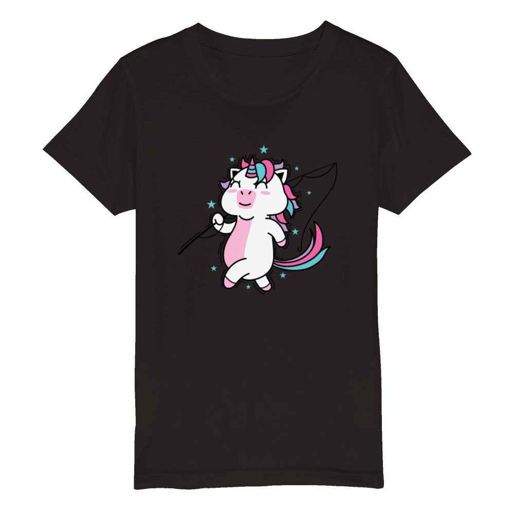 Unicorn wants to go Fishing Mythical Creature Spor Organic Kids Crewneck T-shirt