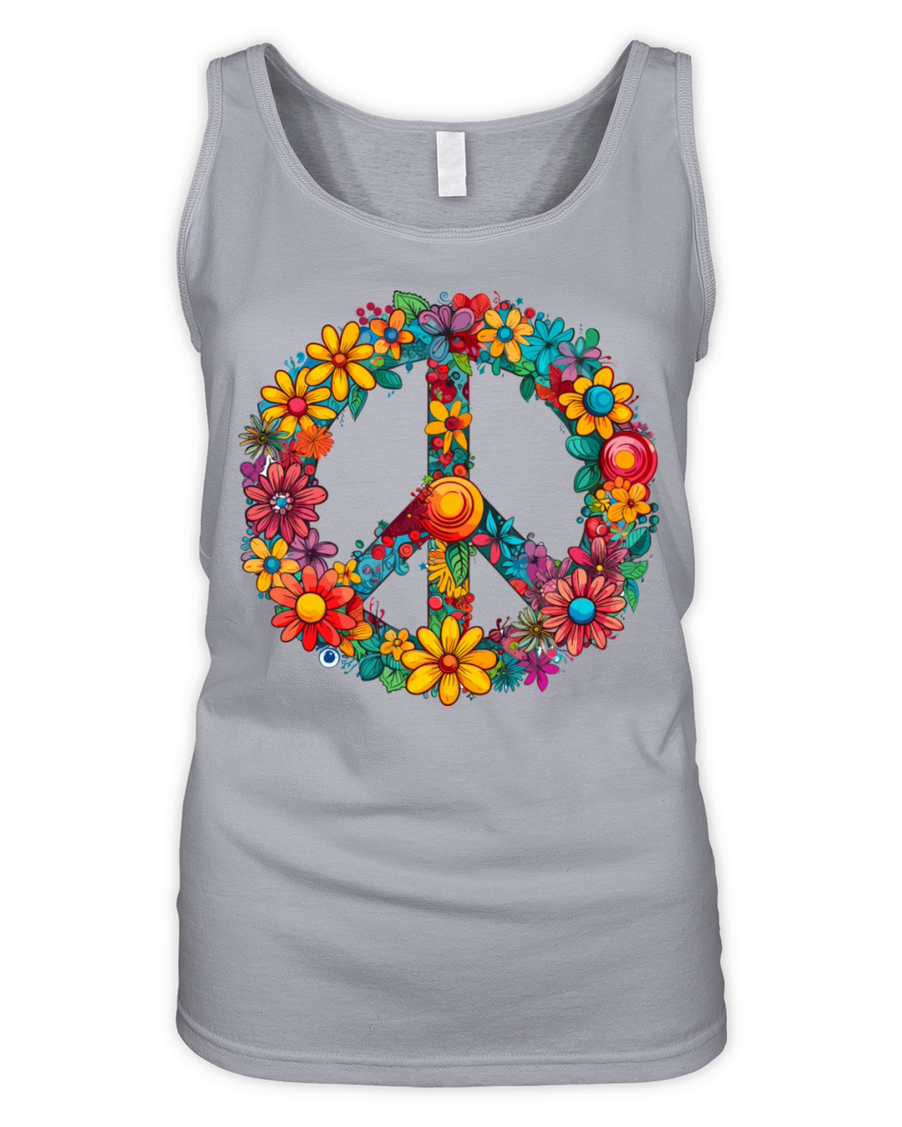 Peace Sign Floral Hippie Flower Festival for Organic Women's Tank Top
