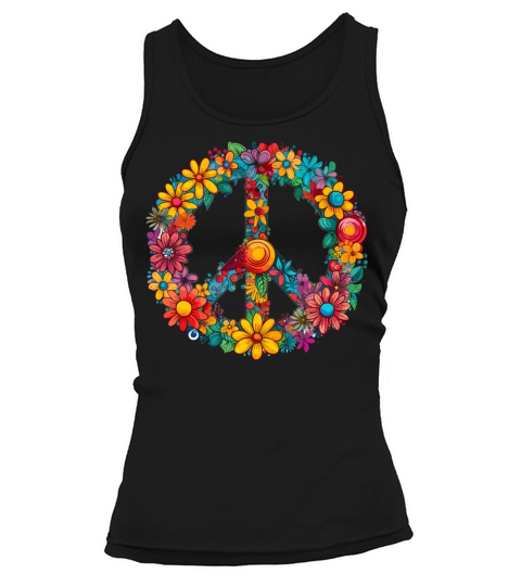 Peace Sign Floral Hippie Flower Festival for Tank top Woman