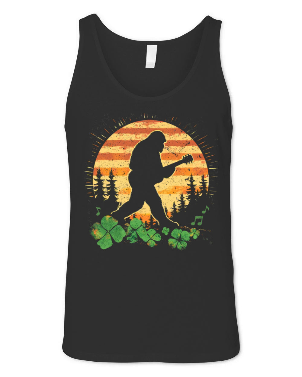 Patricks Day Shamrock Sasquatch Guitar Vintage Unisex Jersey Tank