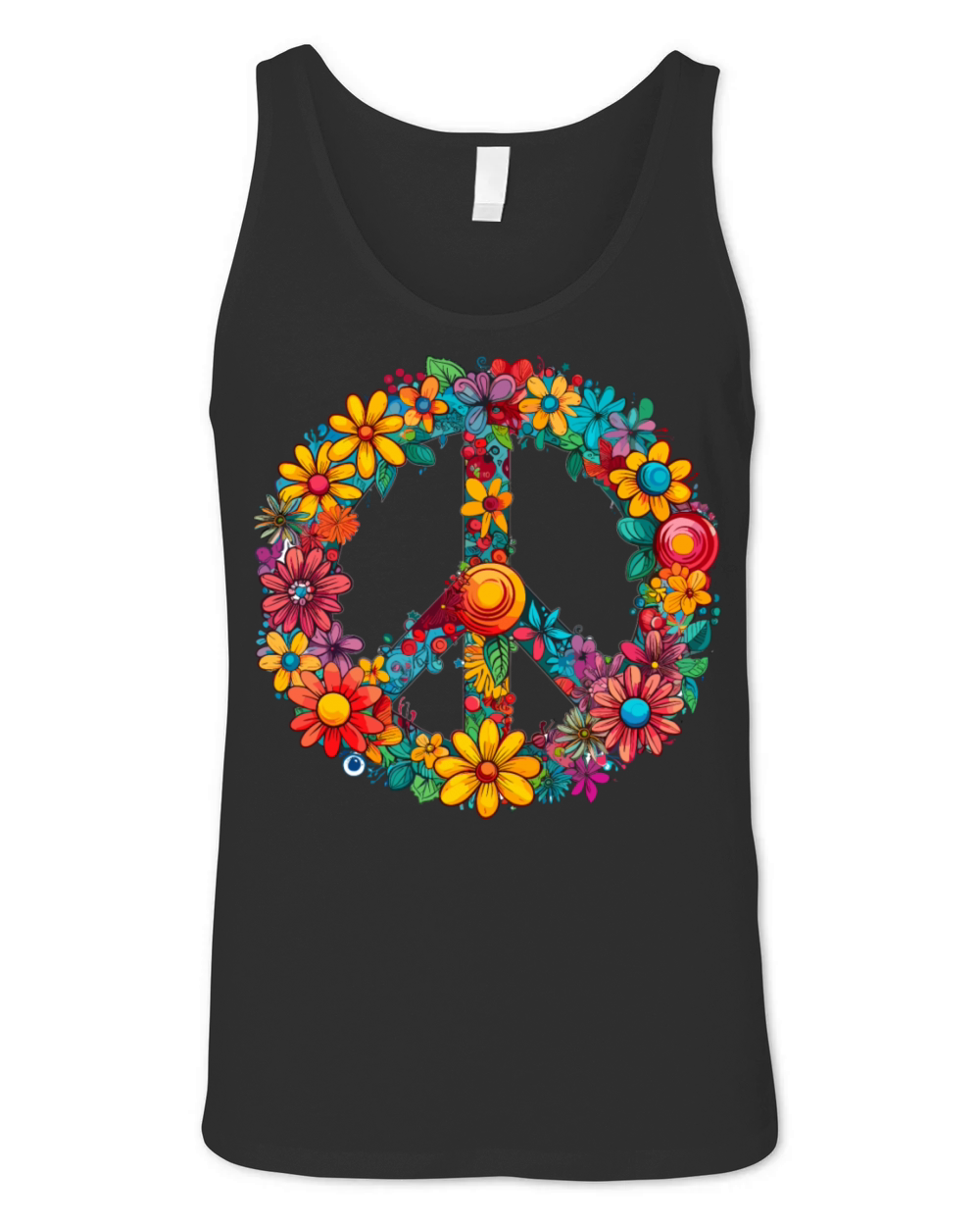 Peace Sign Floral Hippie Flower Festival for Unisex Jersey Tank