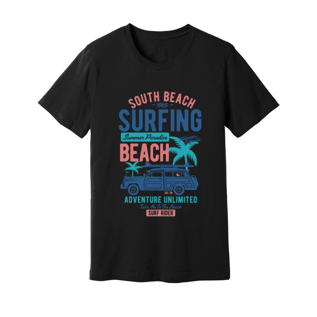 South Beach Surfing Summer Unisex Jersey Tee