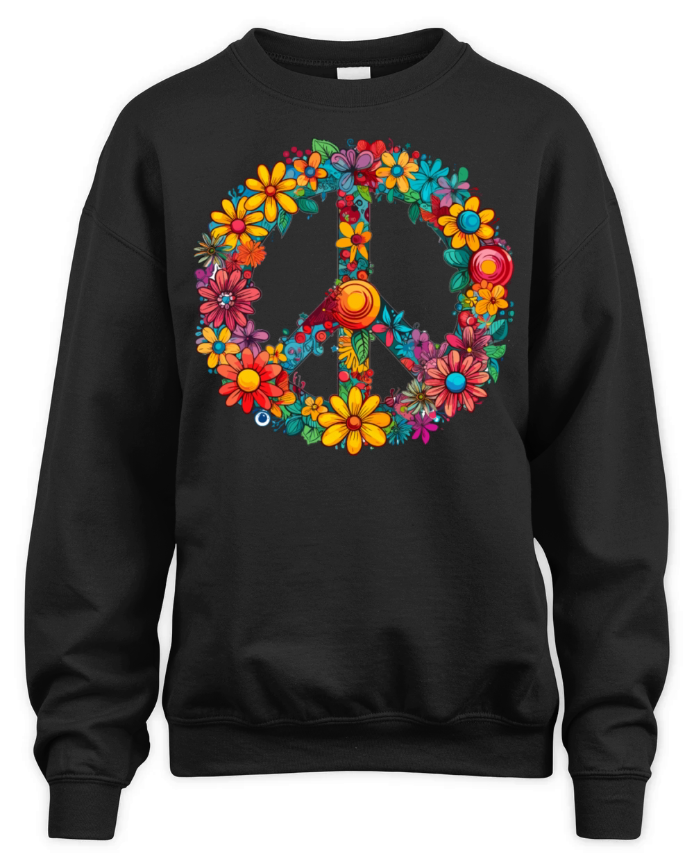 Peace Sign Floral Hippie Flower Festival for Unisex Premium Crewneck Sweatshirt