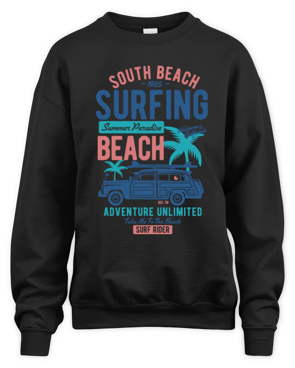 South Beach Surfing Summer Unisex Premium Crewneck Sweatshirt