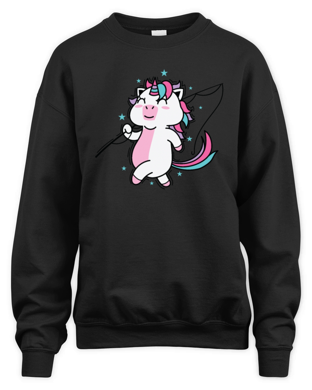 Unicorn wants to go Fishing Mythical Creature Spor Unisex Premium Crewneck Sweatshirt