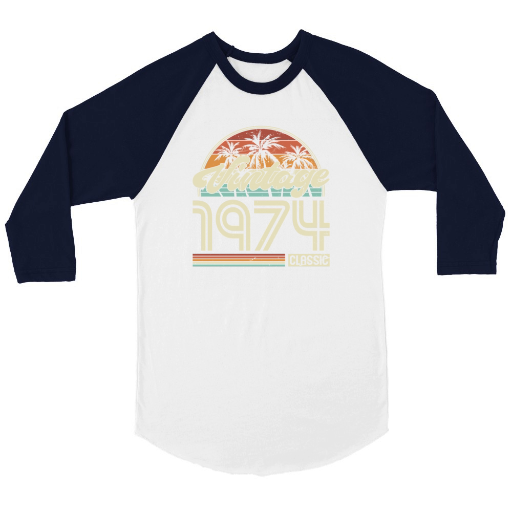50th birthday vintage 1974 classic 1974 Unisex ¾ sleeve Raglan T-shirt