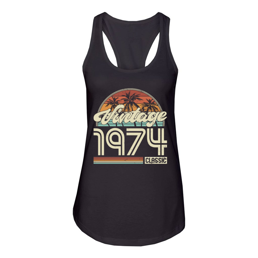 50th birthday vintage 1974 classic 1974 Women's Racerback Tank