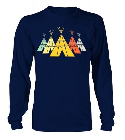 Native American Tipi Teepee Retro T-Shirt Long sleeved Unisex